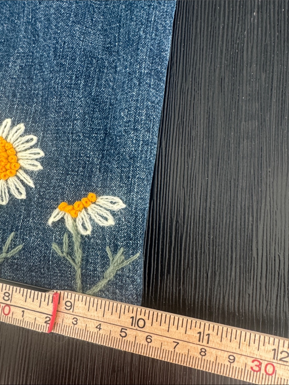 Embroidered Daisy Halogen Wide Leg Statement Jeans Sailor Button Denim Pants 10 - Picture 12 of 12